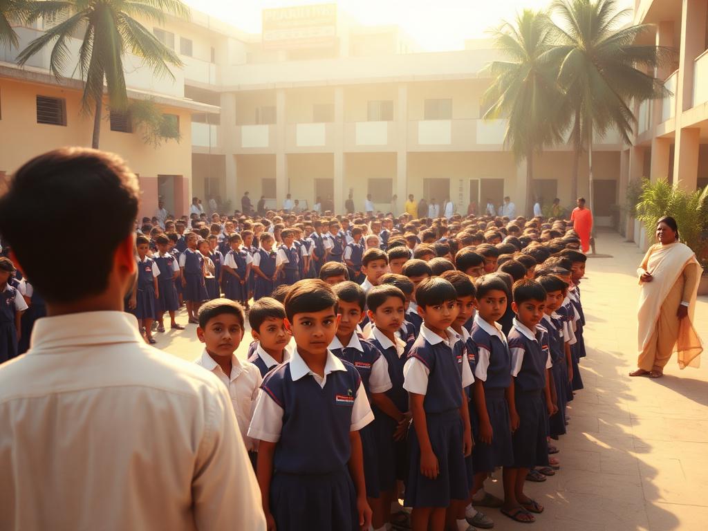 Students at morning assembly